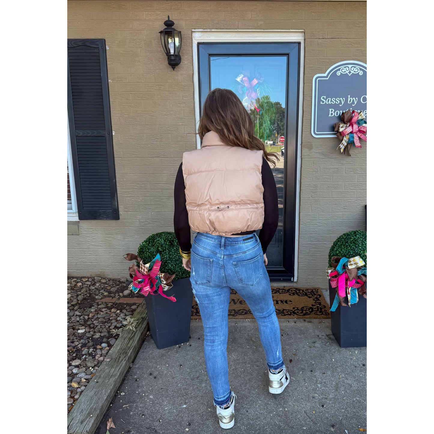Raelyn Faux Leather Puffer, Mocha