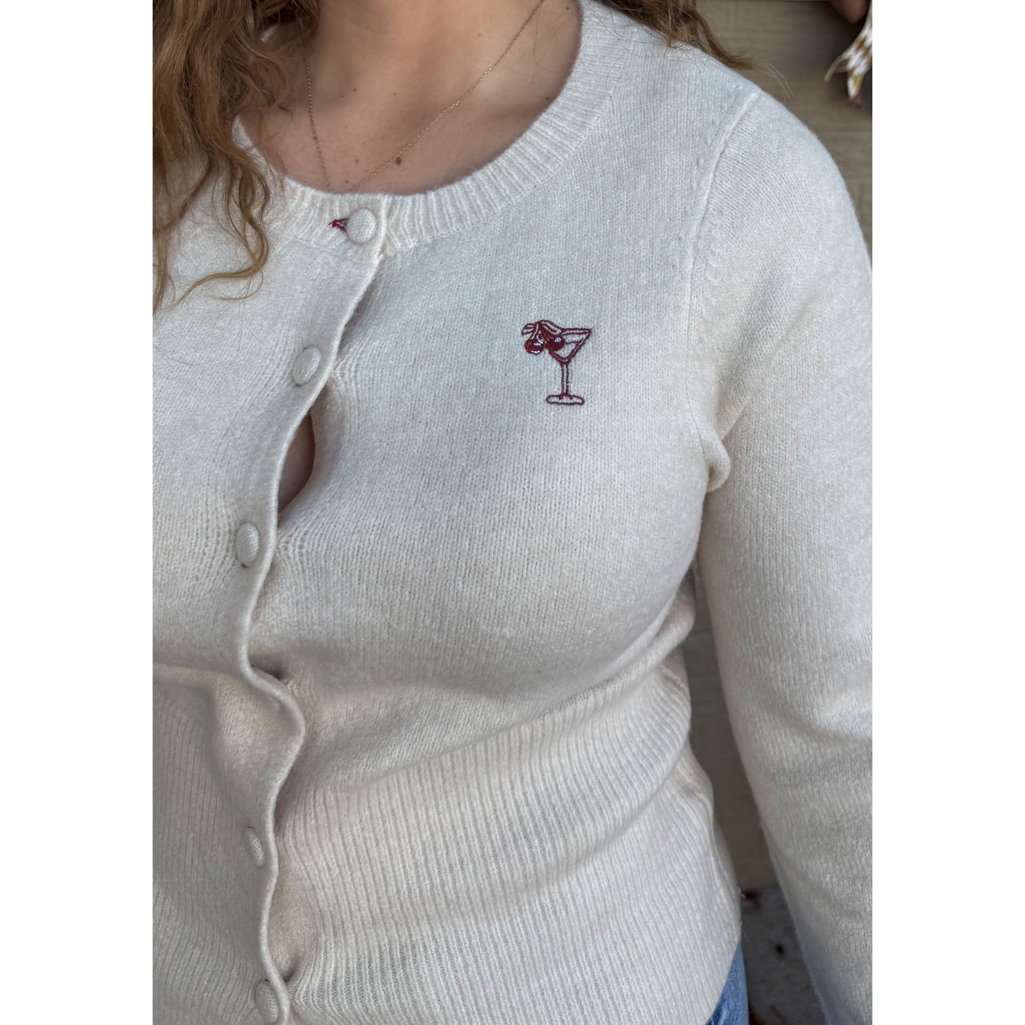 Cherry Tini Cardigan, Cream