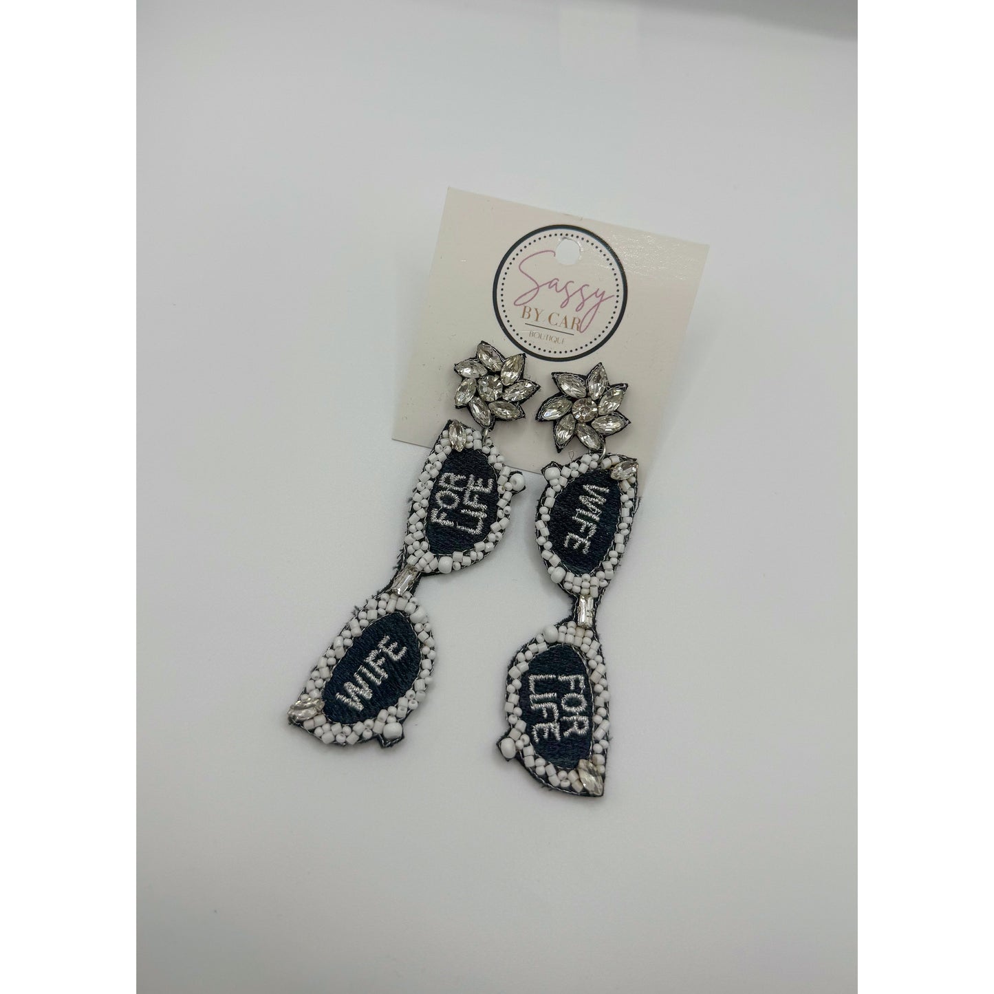 Wifey for Life Earrings, Black Multi
