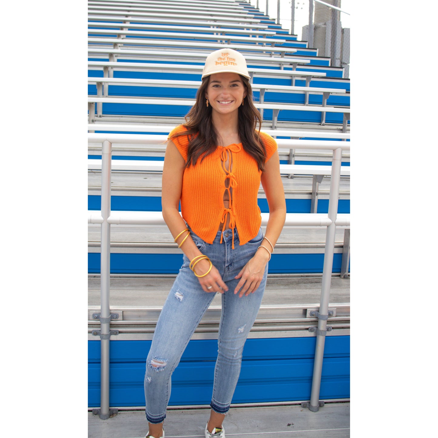 Rowan Front Tie Top, Orange