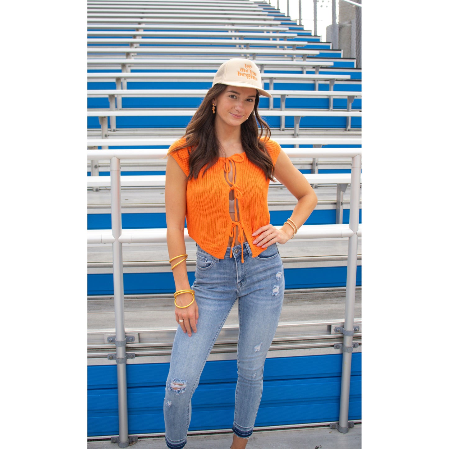 Rowan Front Tie Top, Orange