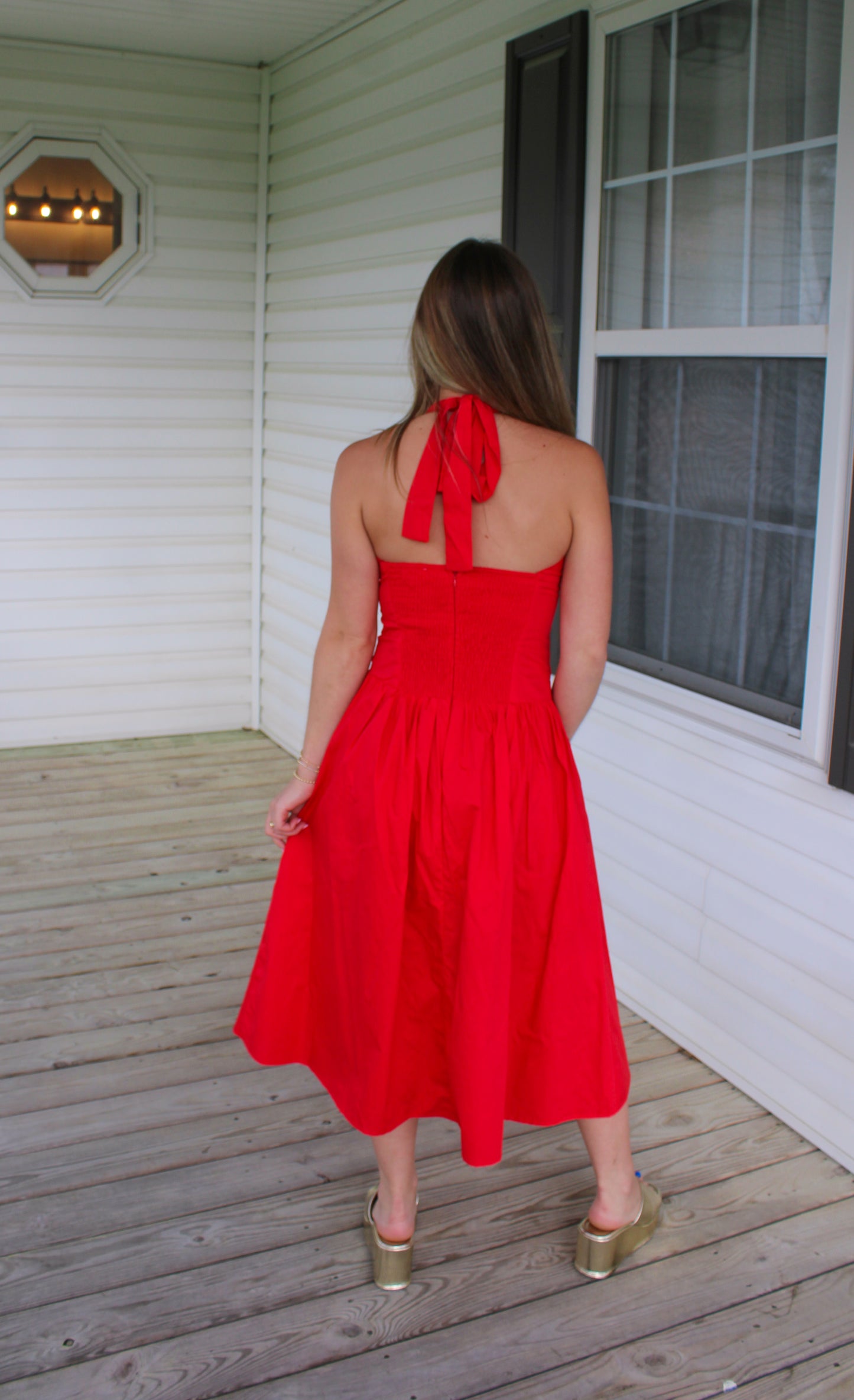 Poppy Midi Dress, Cherry Red