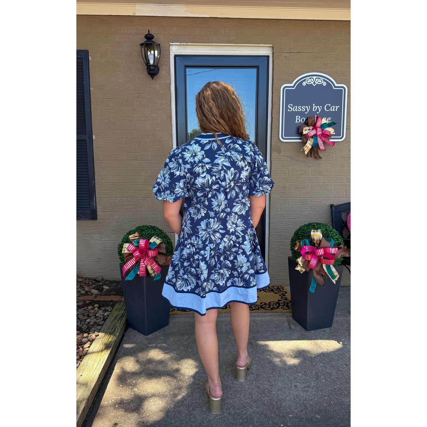 Lydia Floral Mini Dress, Navy Multi