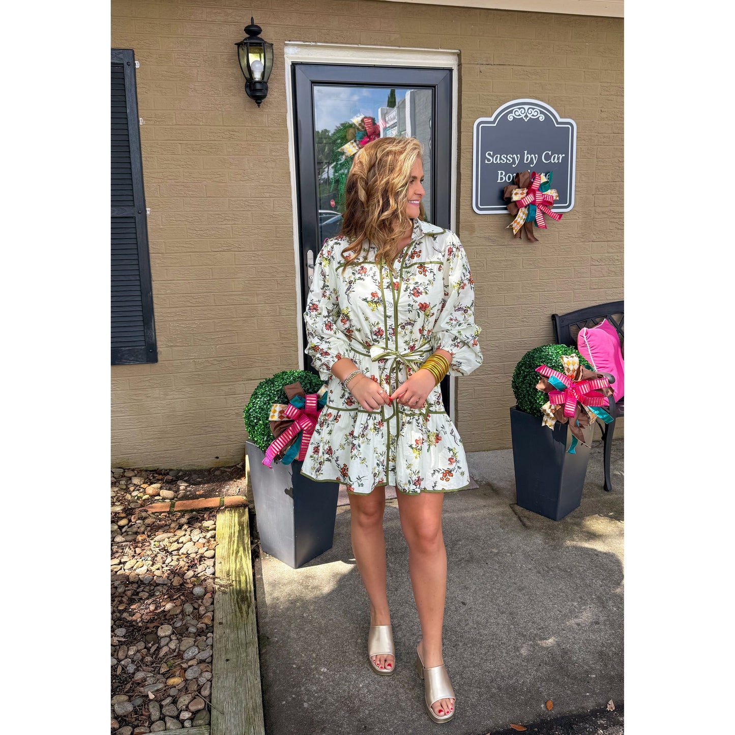Ainsley Floral Mini Dress, Ivory Multi