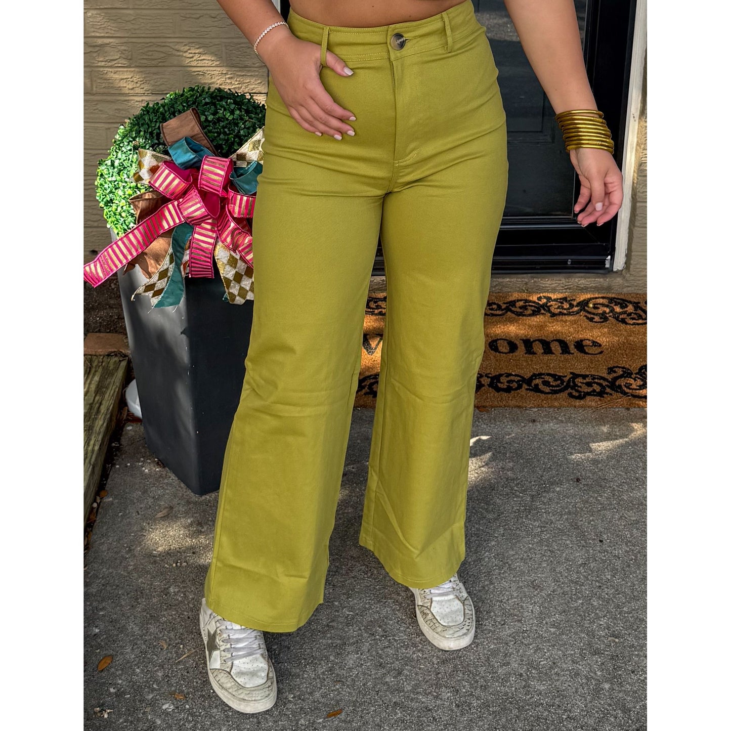 Tatum Straight Leg Pants, Chartreuse