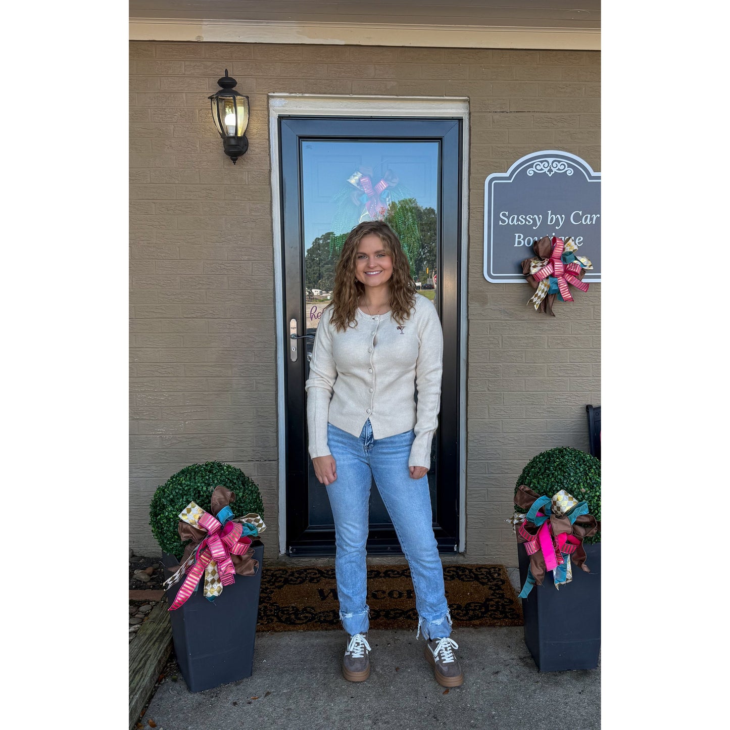 Cherry Tini Cardigan, Cream