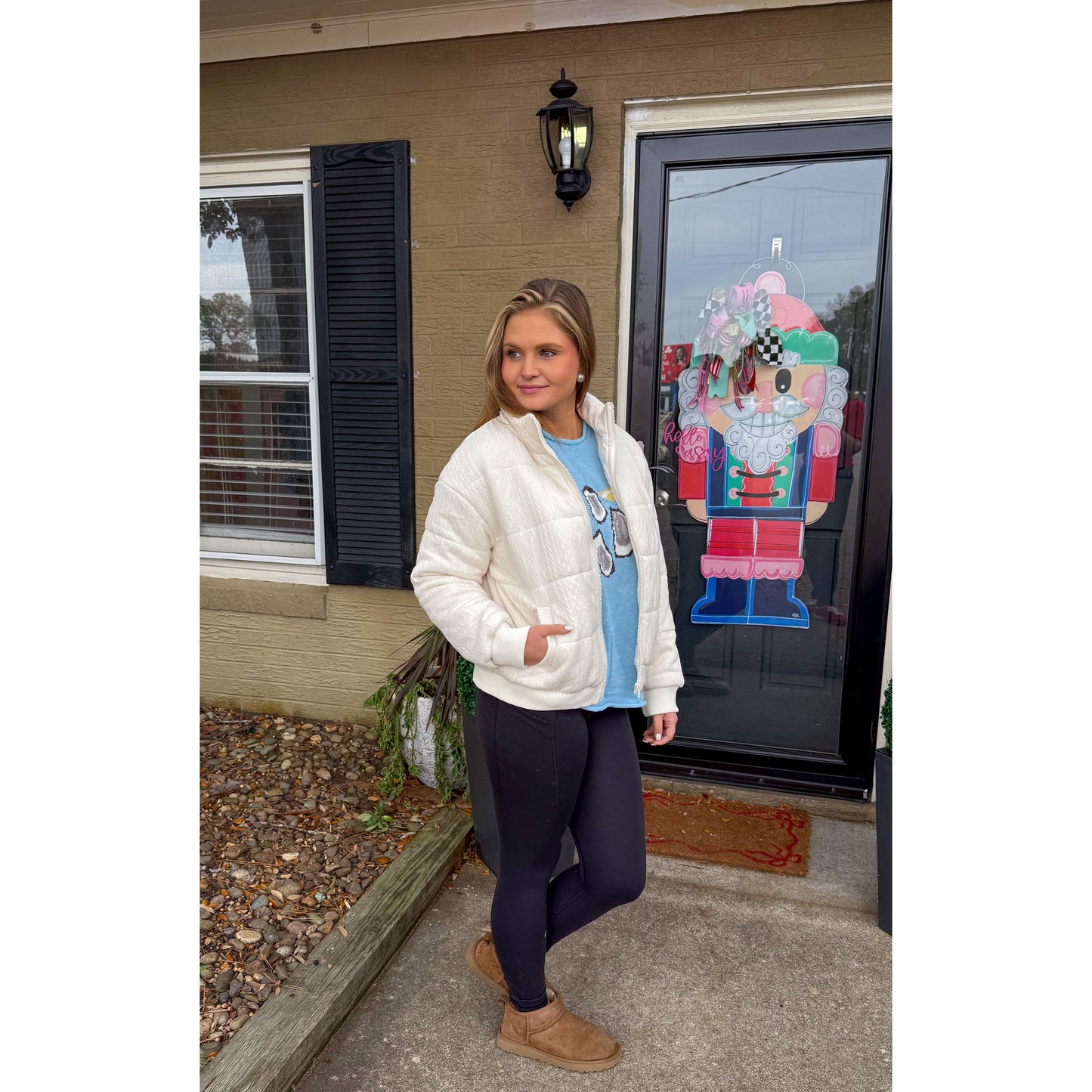 Cream Detail Puffer Jacket