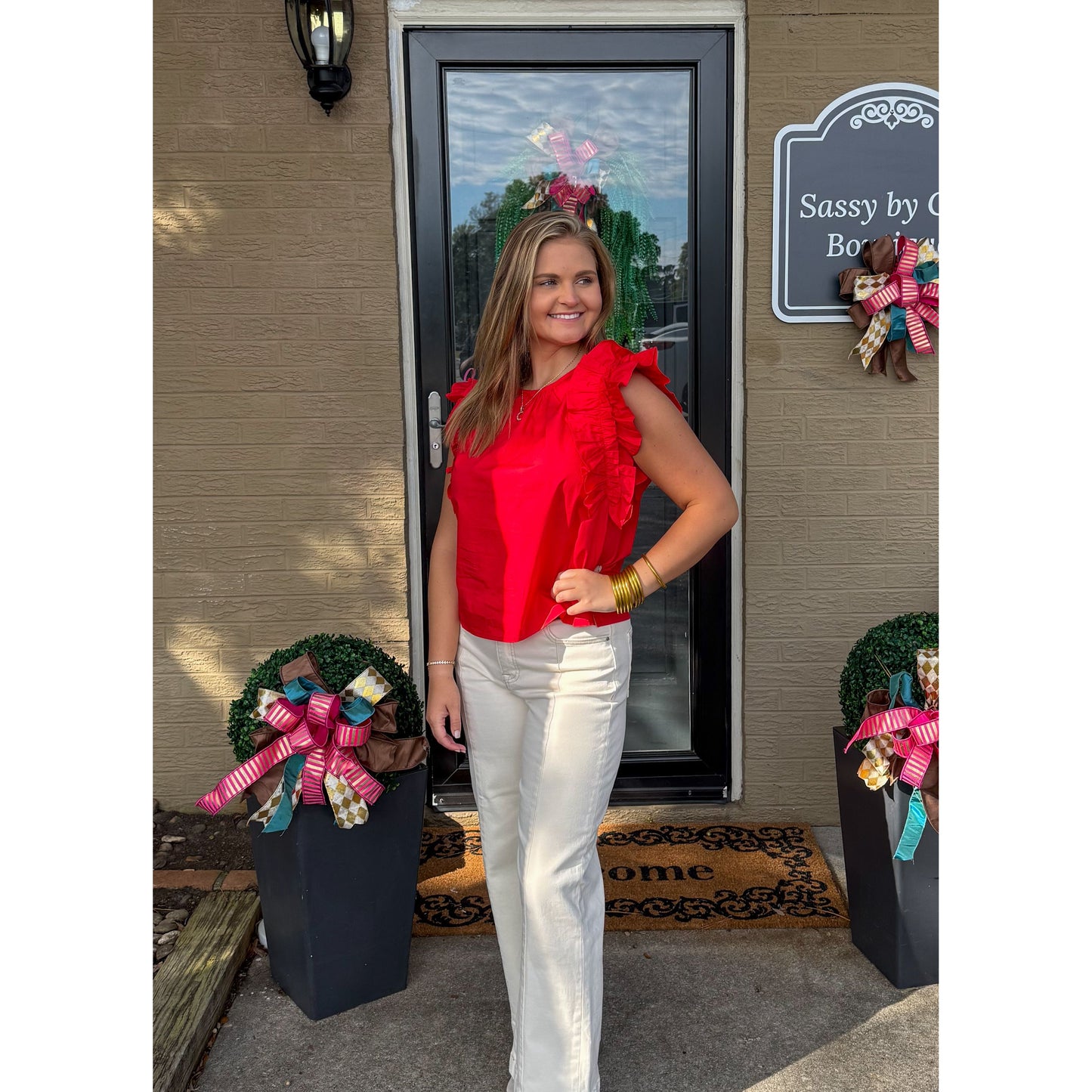 Palmer Blouse, Cherry Red