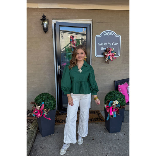 Lilly Blouse, Hunter Green