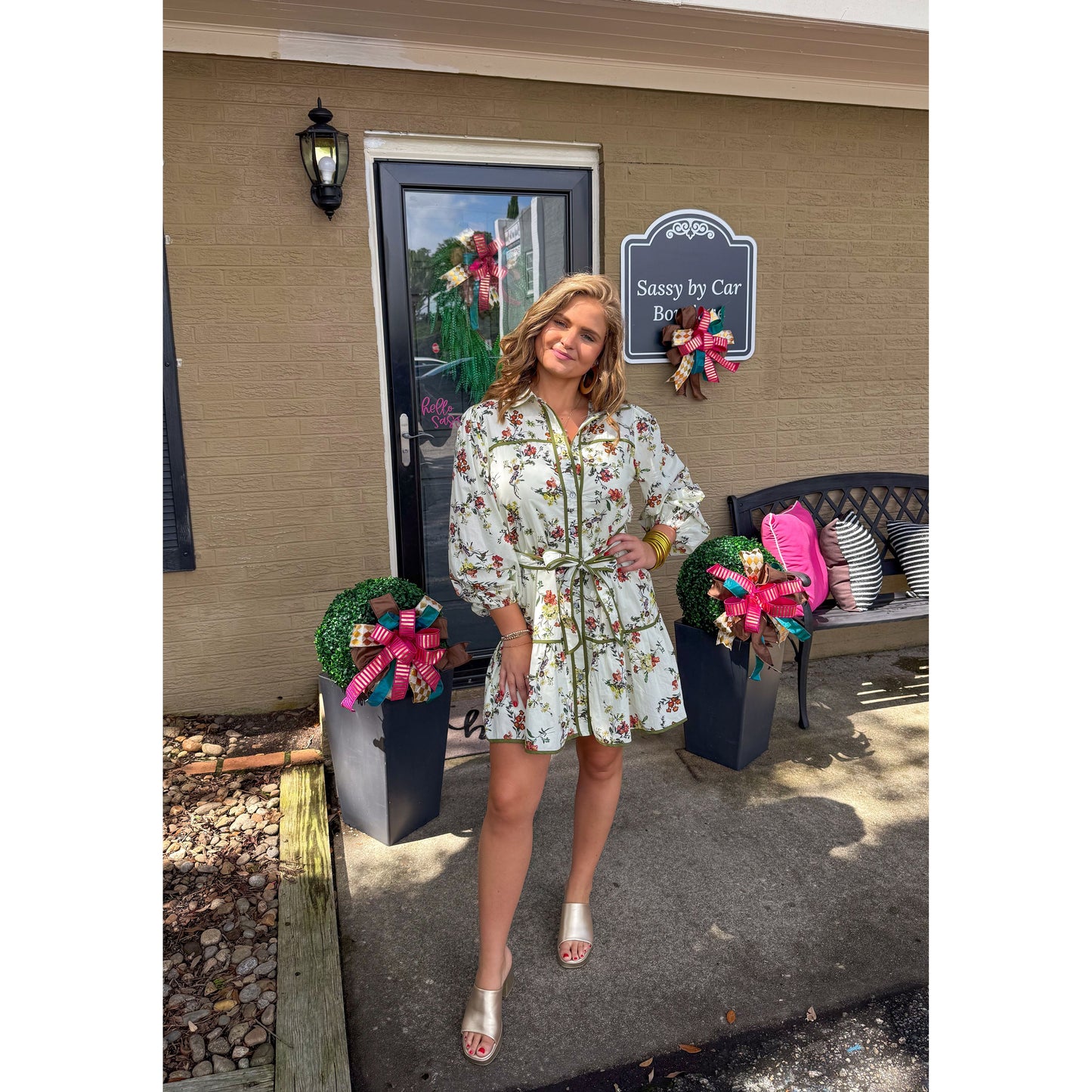 Ainsley Floral Mini Dress, Ivory Multi