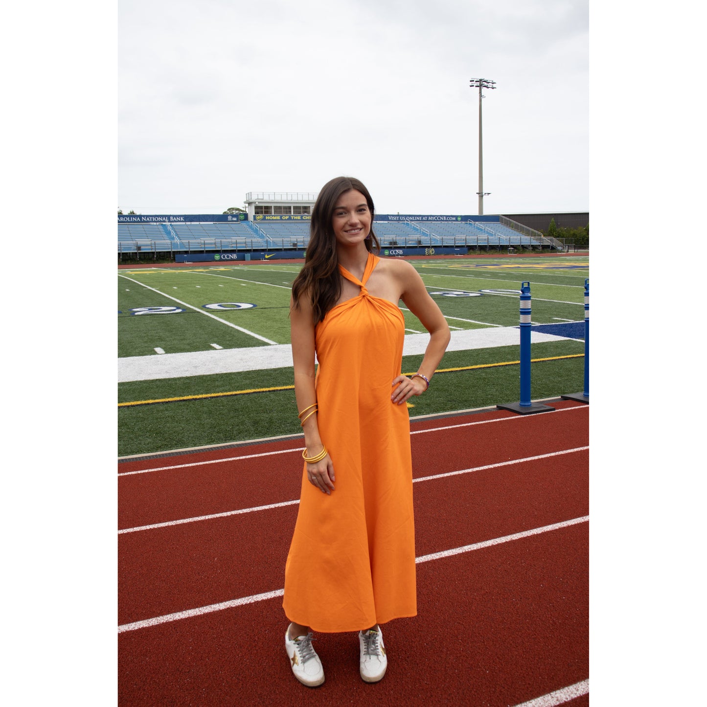 Brynn Halter Midi Dress, Orange
