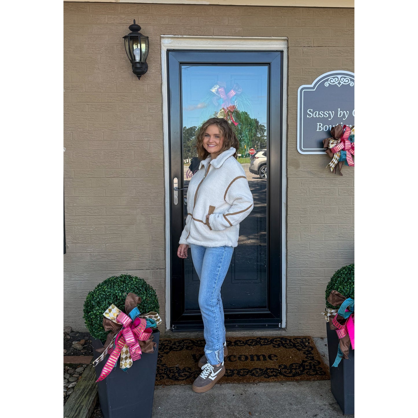 Sherpa Jacket, Cream/Taupe