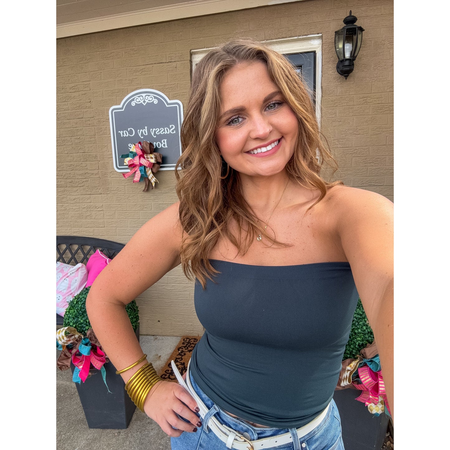 Two Layer Tube Top, Forest Green