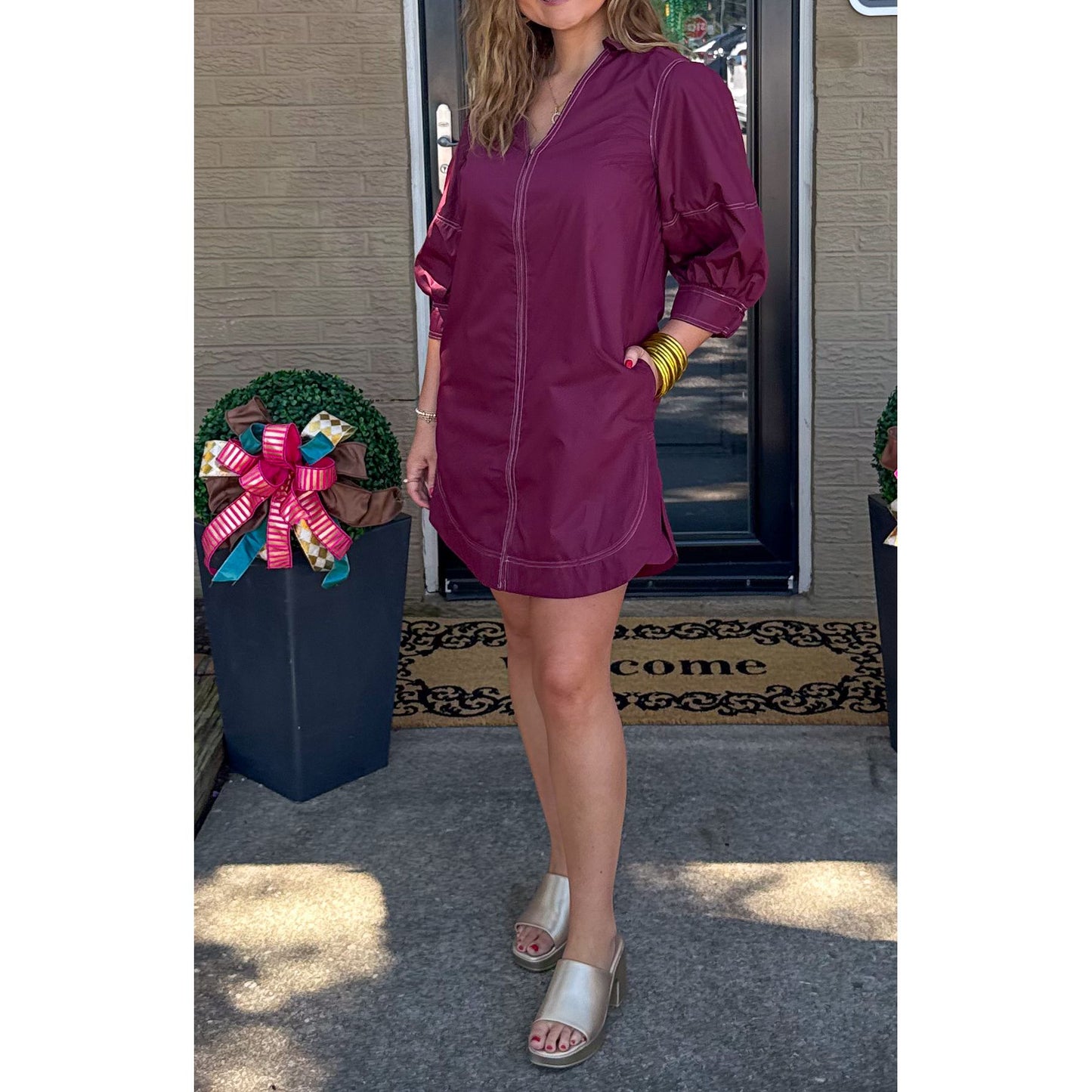 Ashe Mini Dress, Burgundy