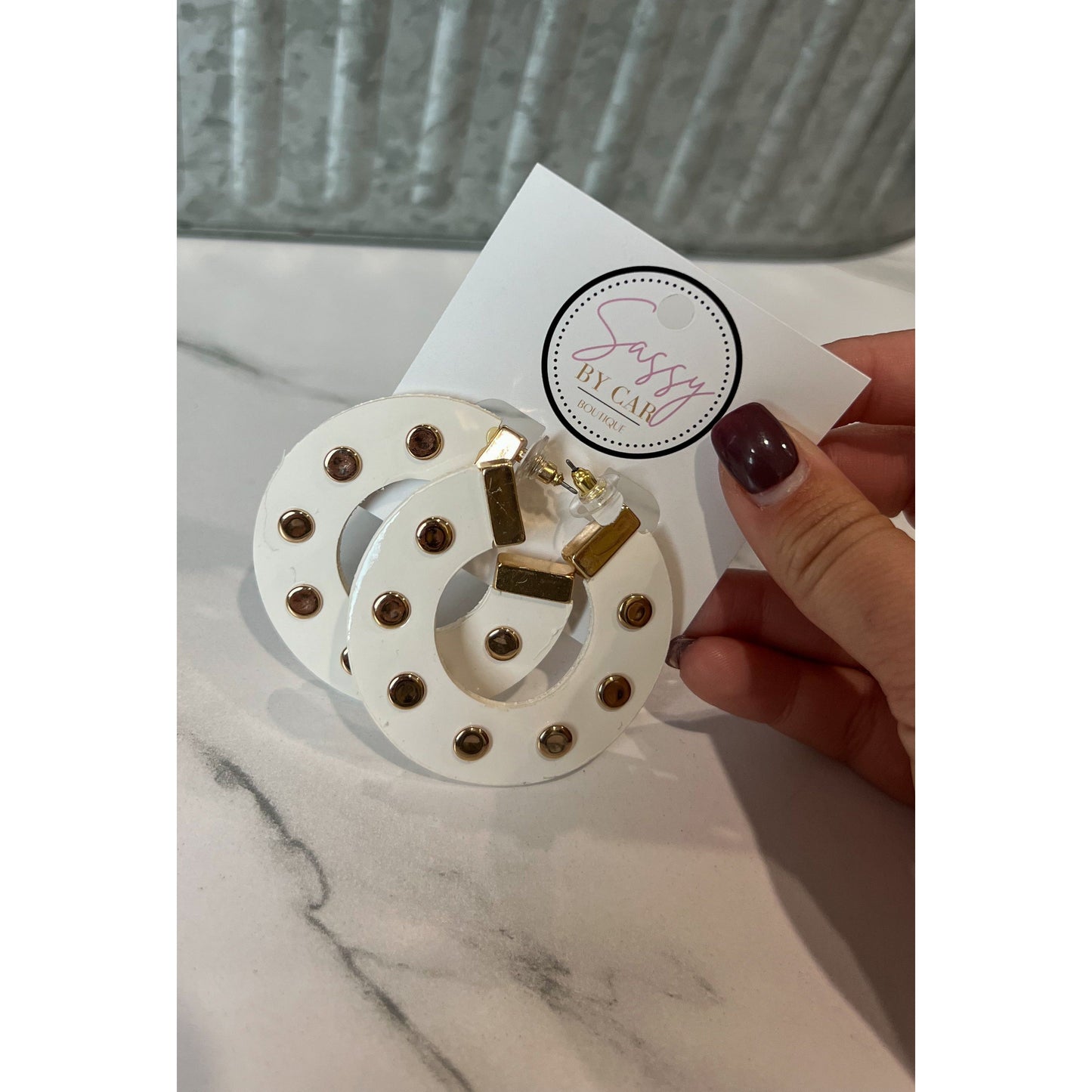 Gold Stud w/ White Hoops
