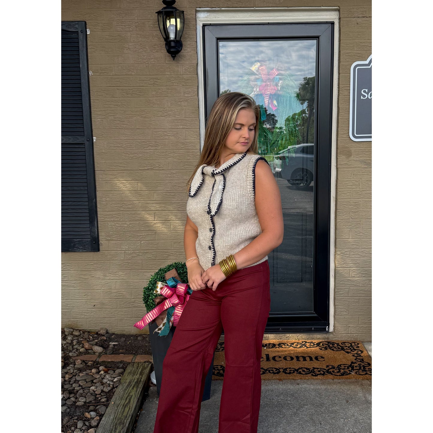 Blake Vest, Taupe/Navy