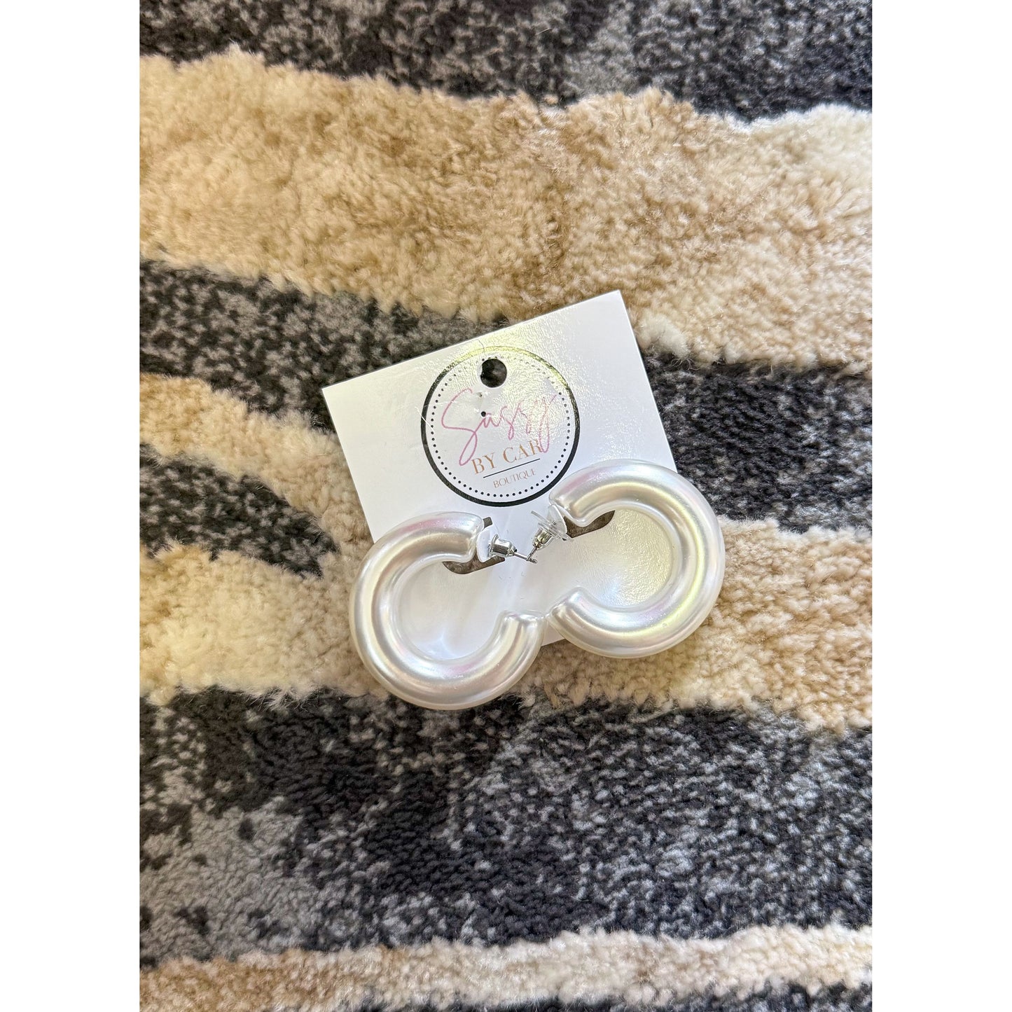 Matte Silver Hoops