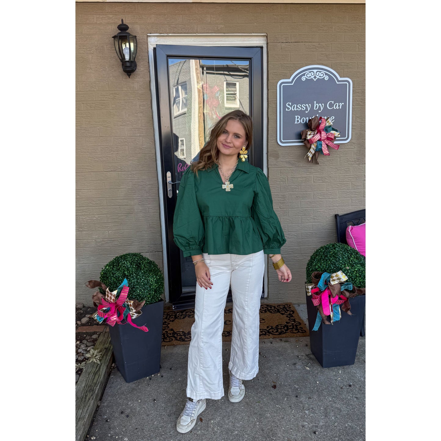 Lilly Blouse, Hunter Green
