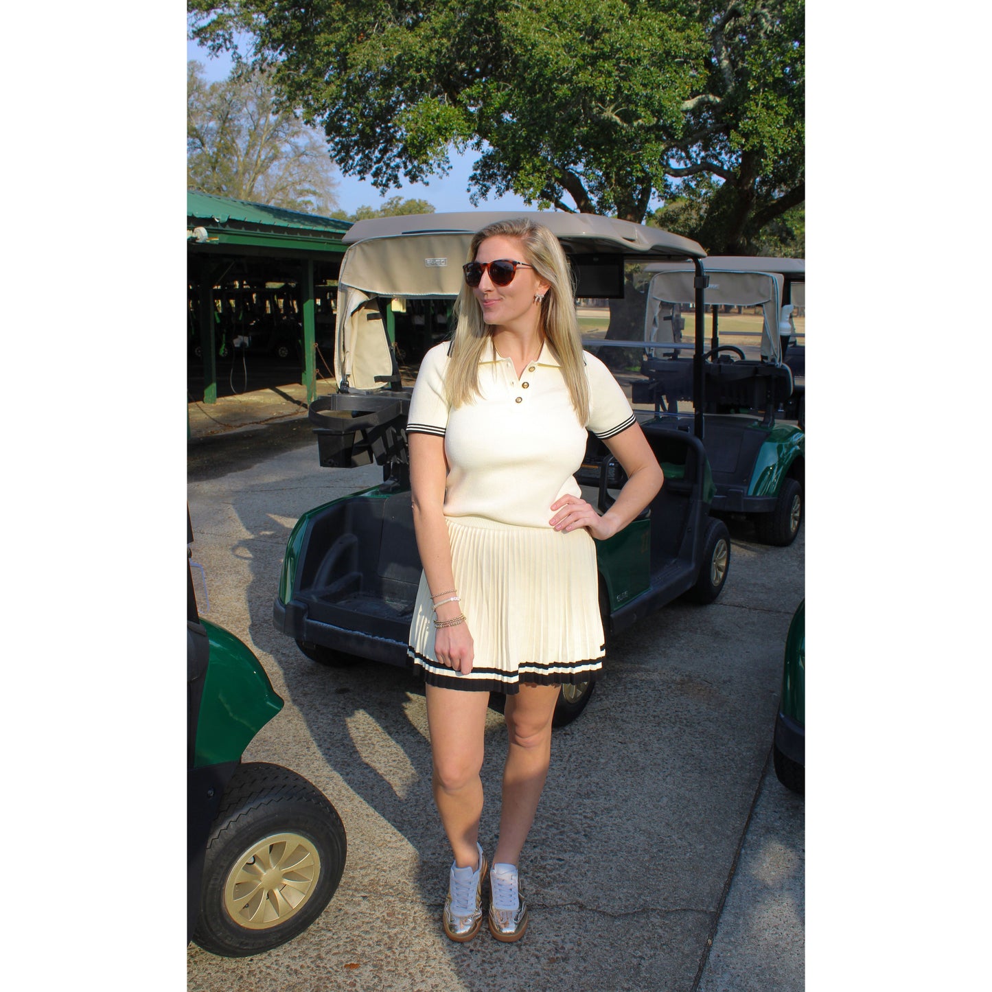 19th Hole Skirt Set, Cream/Black