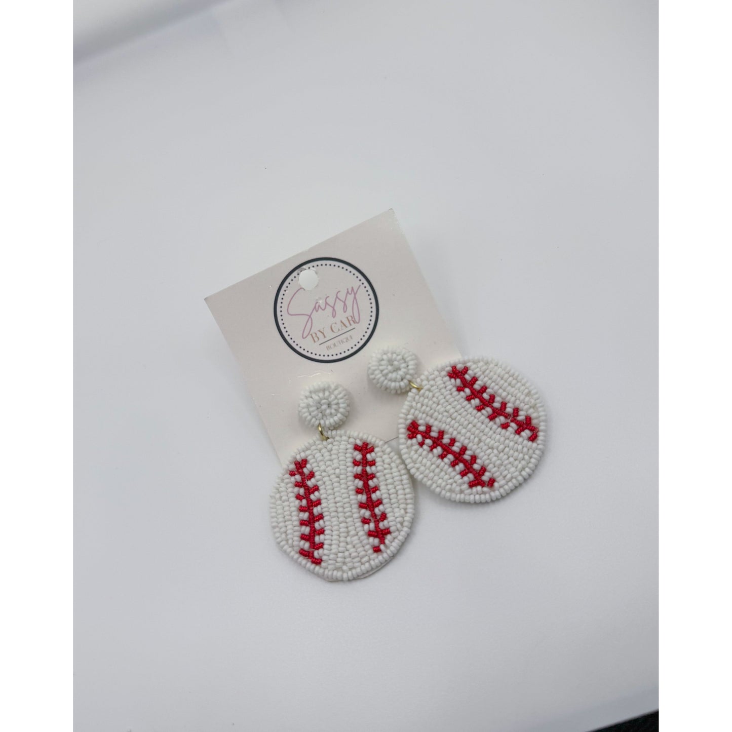 Baseball Beaded Earrings