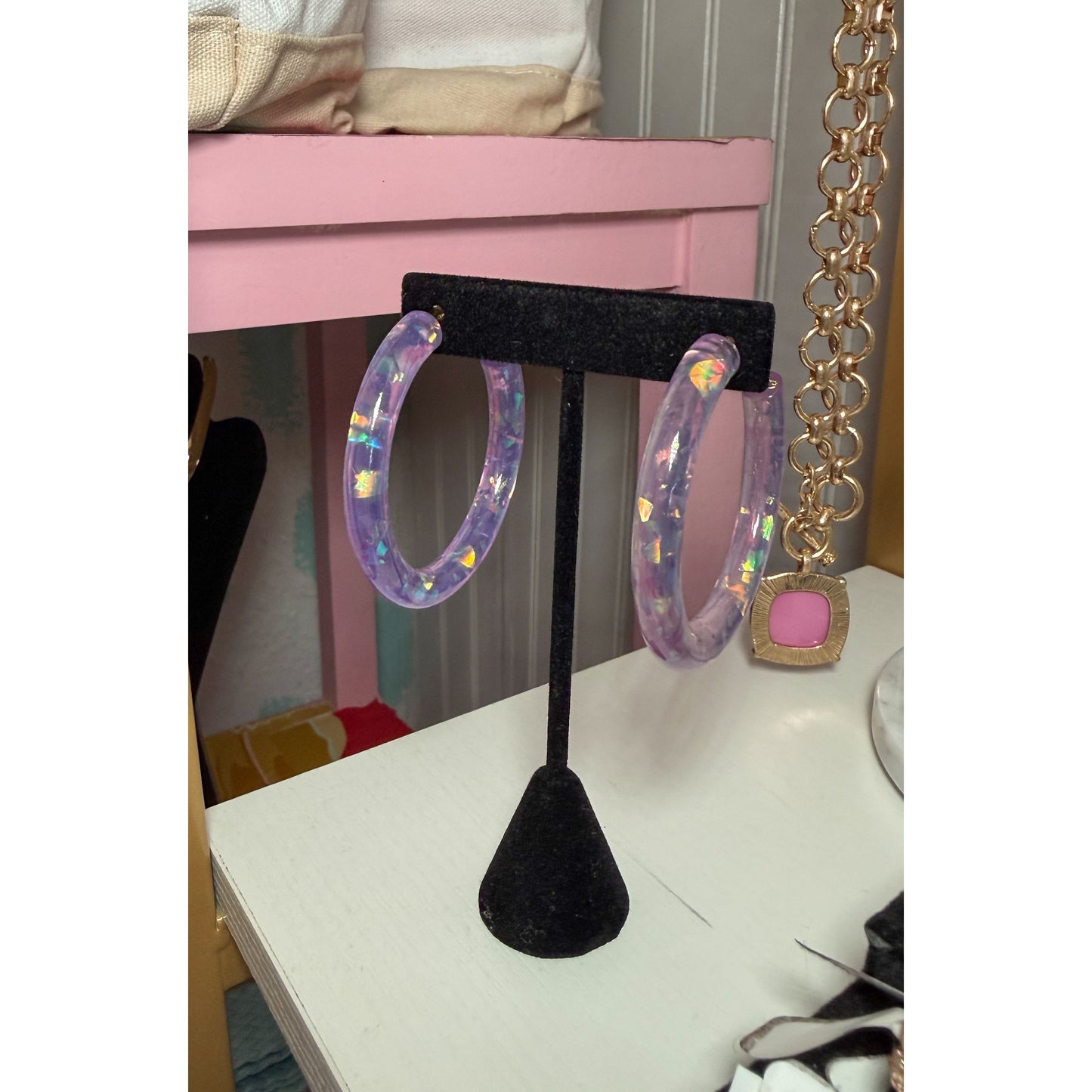 Purple Glitter Hoops
