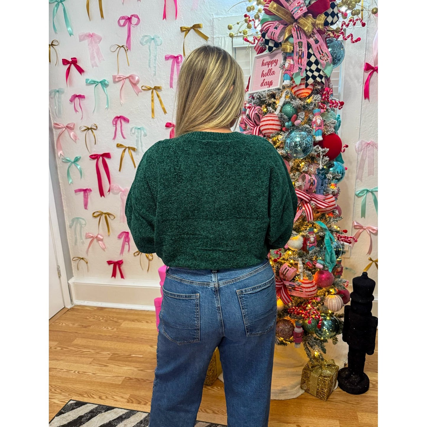 Fuzzy Sweater, Hunter Green