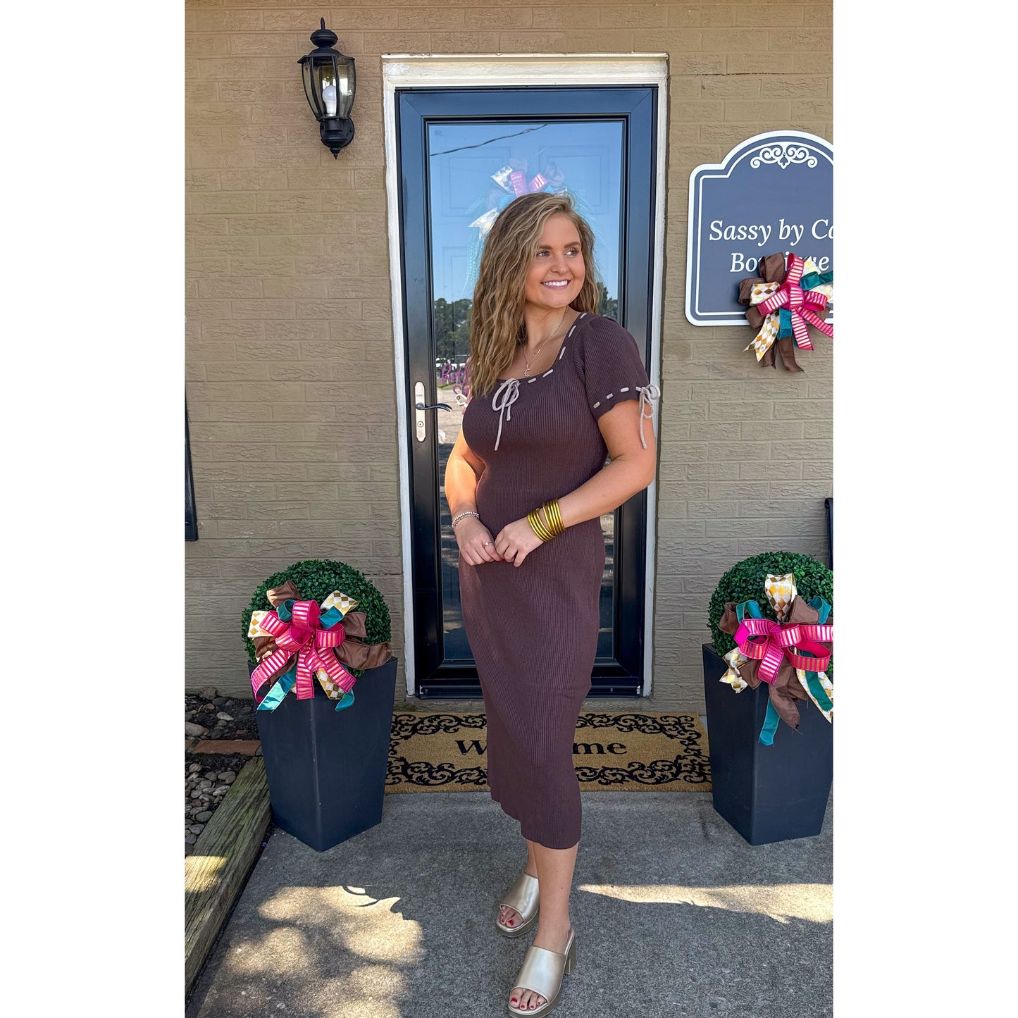 Savannah Midi Dress, Chocolate Brown