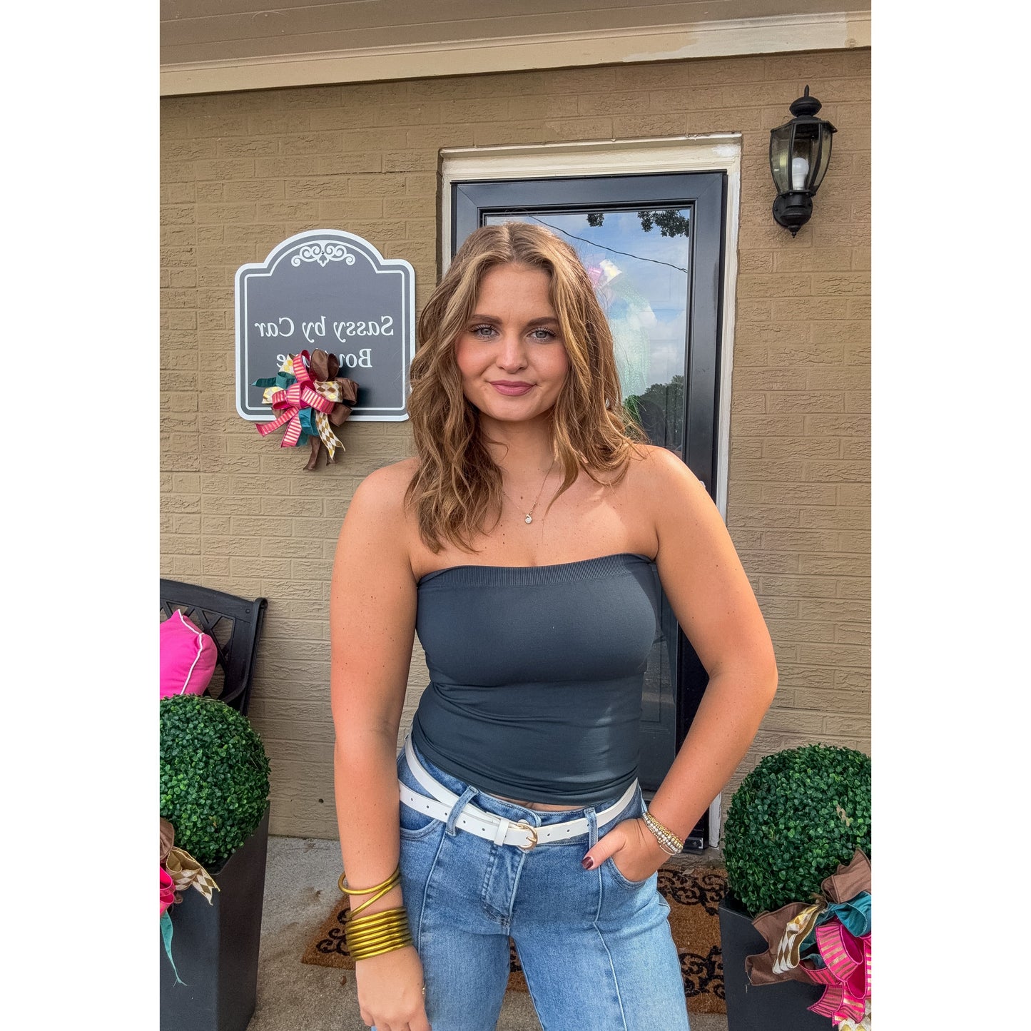 Two Layer Tube Top, Forest Green