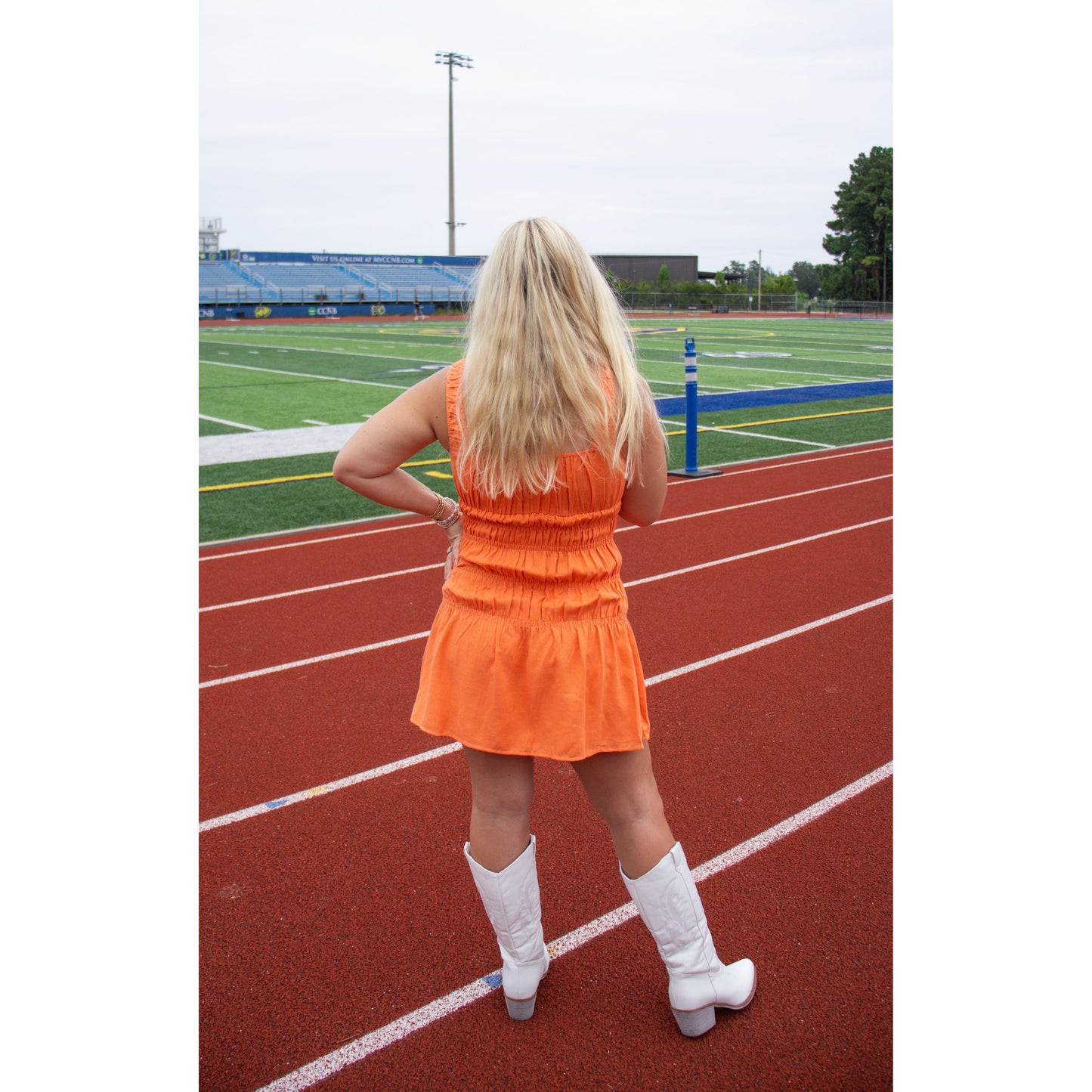 Charley Smocked Mini Dress, Orange
