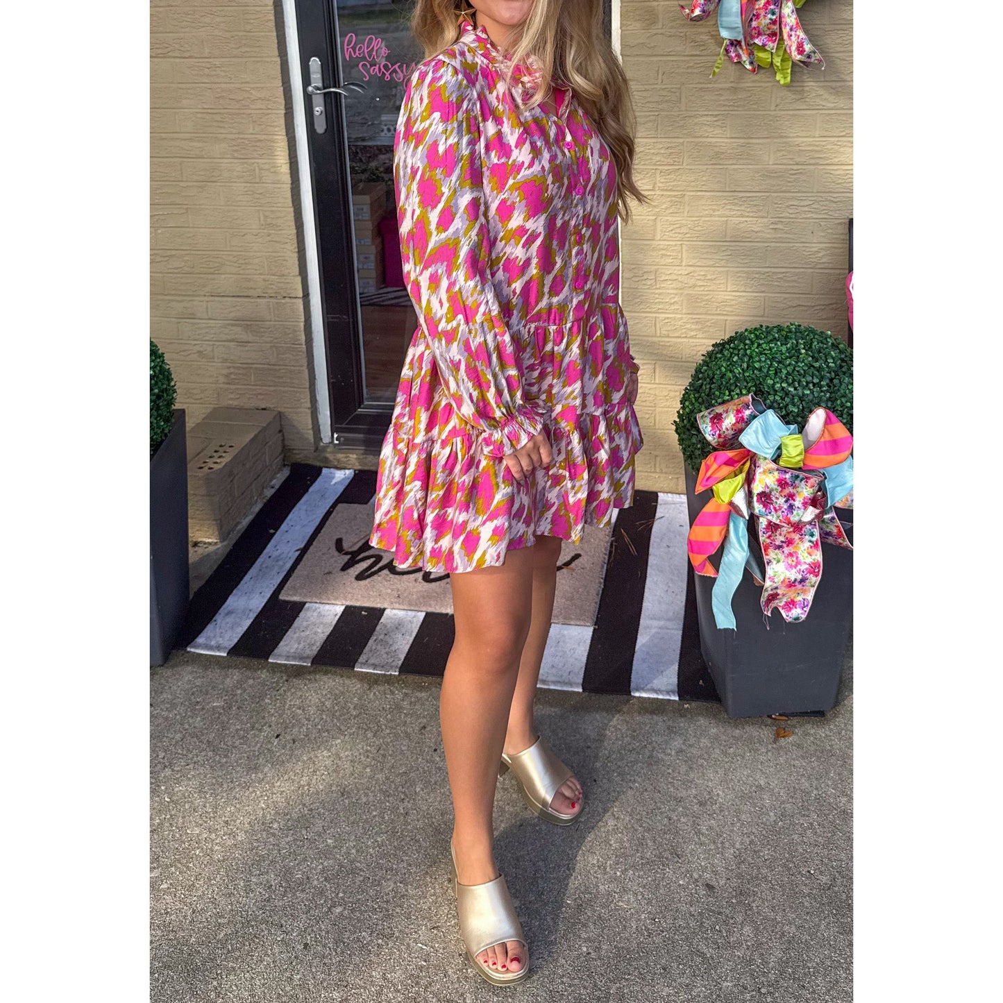 Emersyn Pattern Mini Dress, Multi-Color