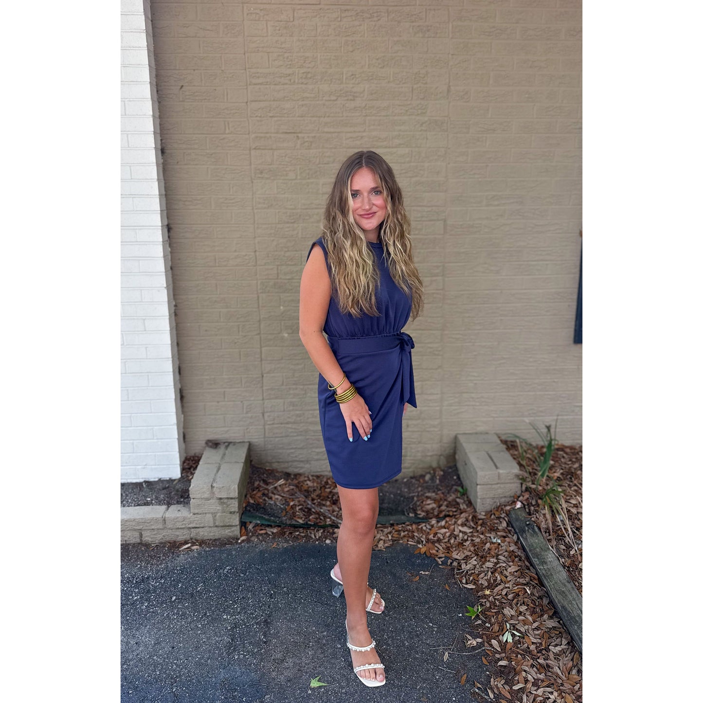 Reagan Wrap Mini Dress, Navy