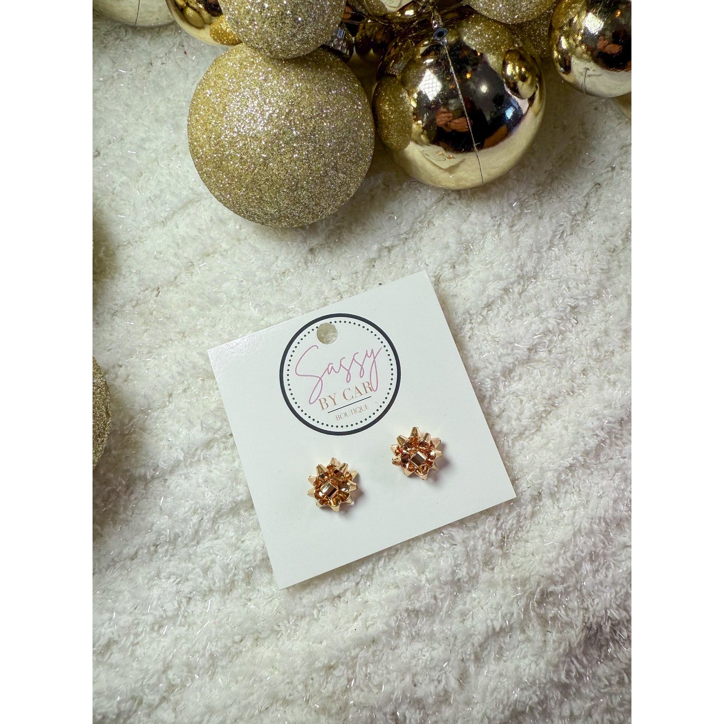 Gold Bow Stud Earrings