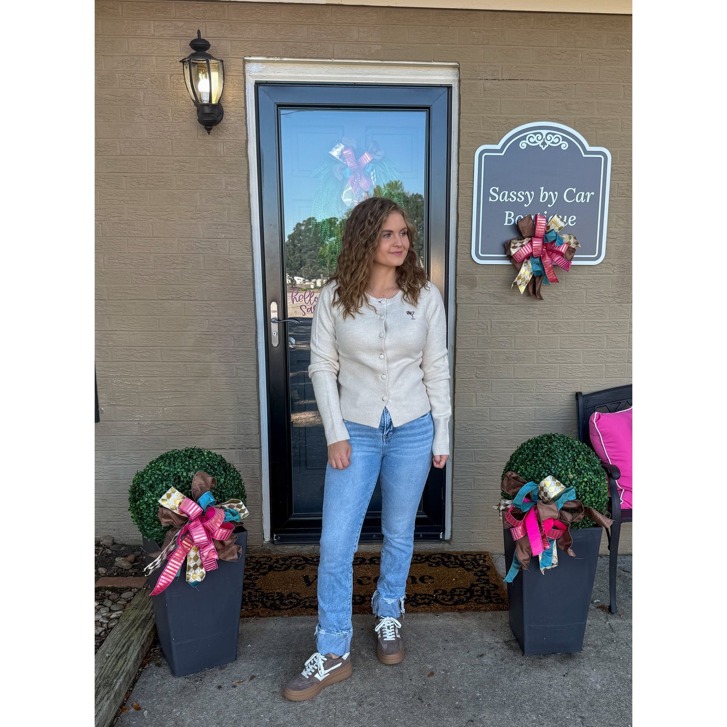 Cherry Tini Cardigan, Cream