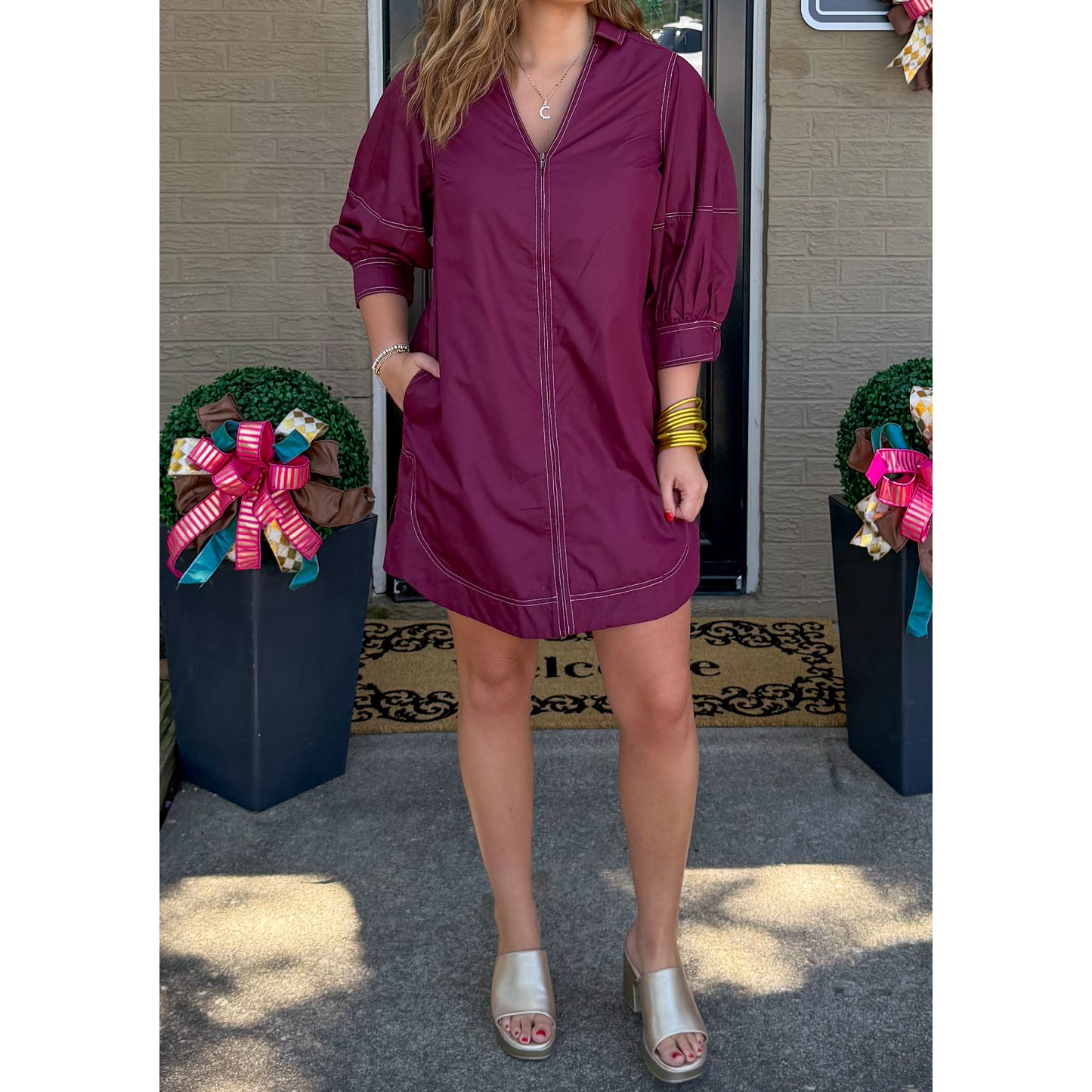 Ashe Mini Dress, Burgundy