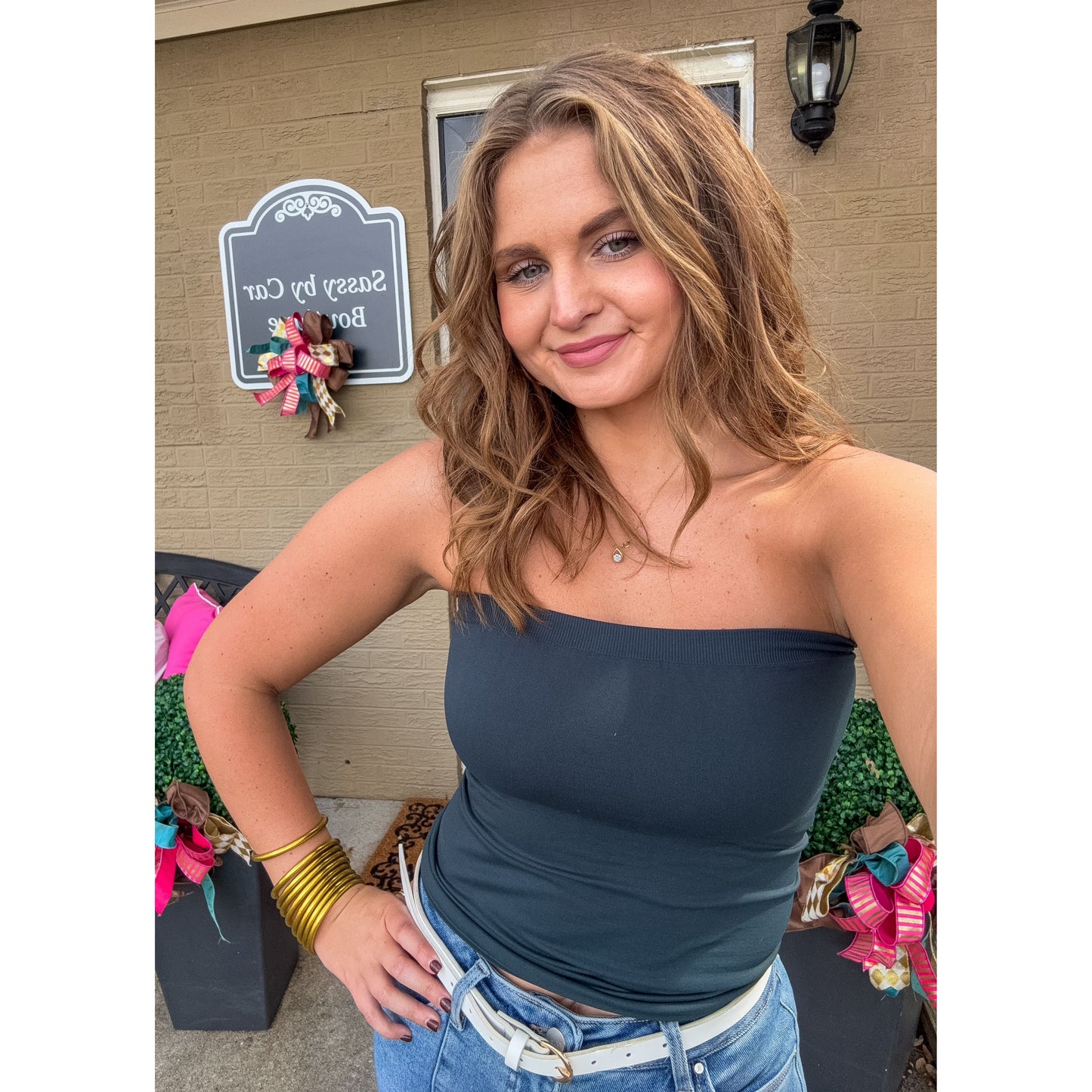 Two Layer Tube Top, Forest Green