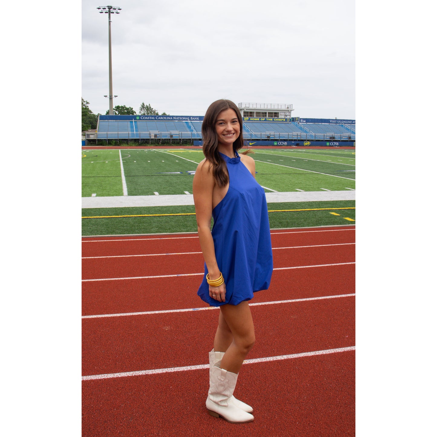 Remi Halter Neck Mini Dress, Royal Blue