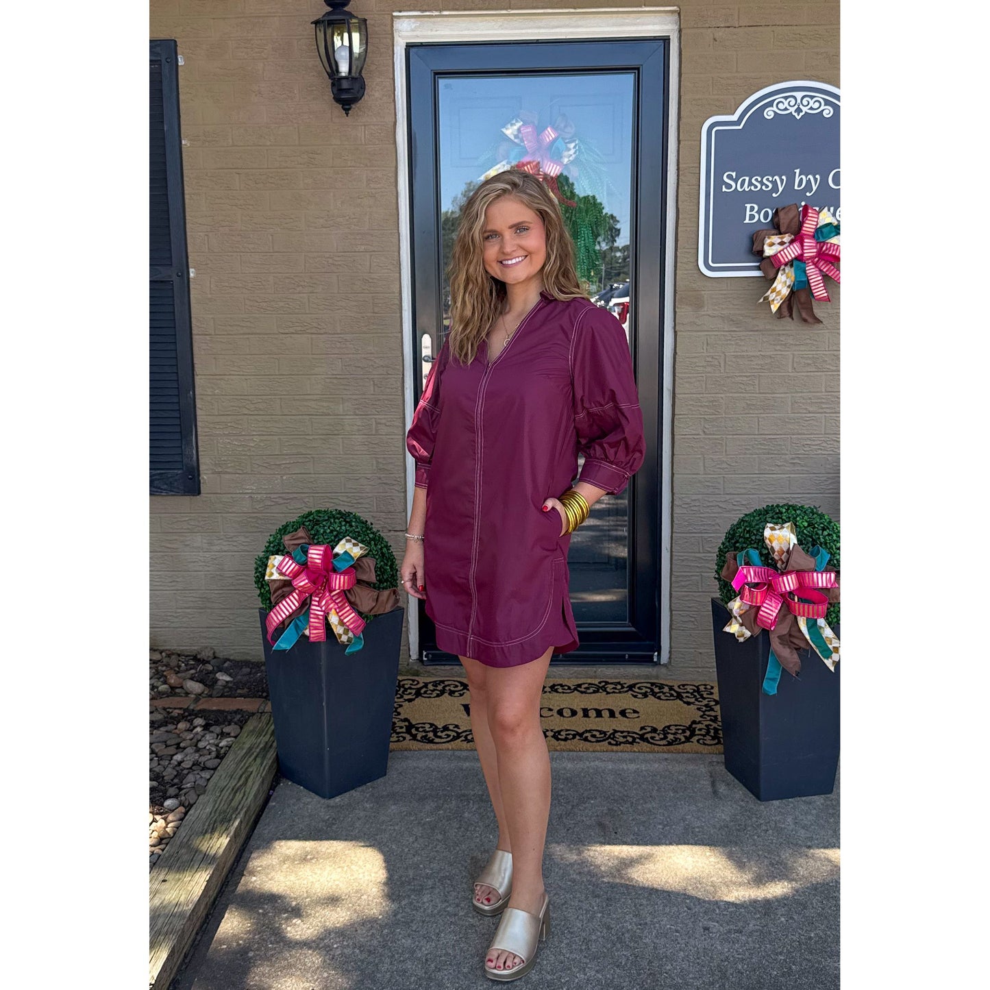 Ashe Mini Dress, Burgundy