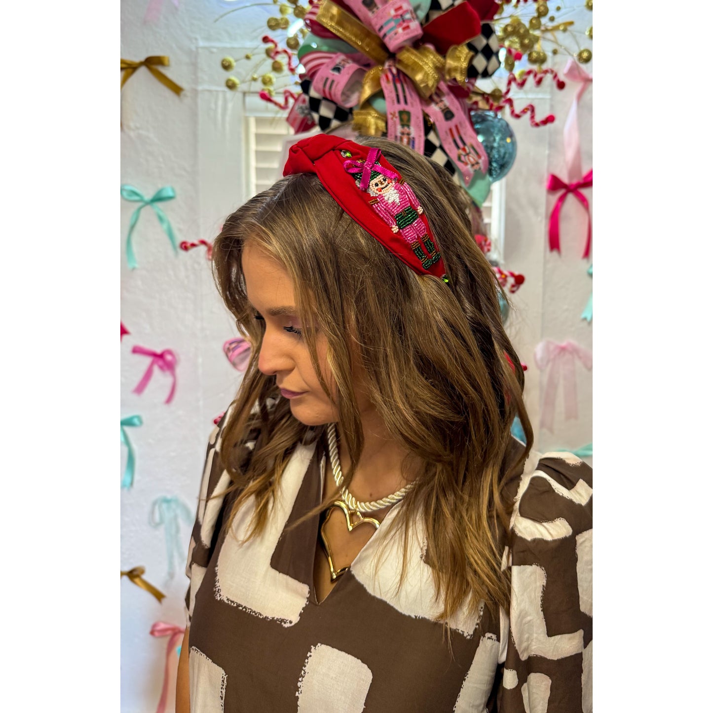 Nutcracker Beaded Headband, Red Multi