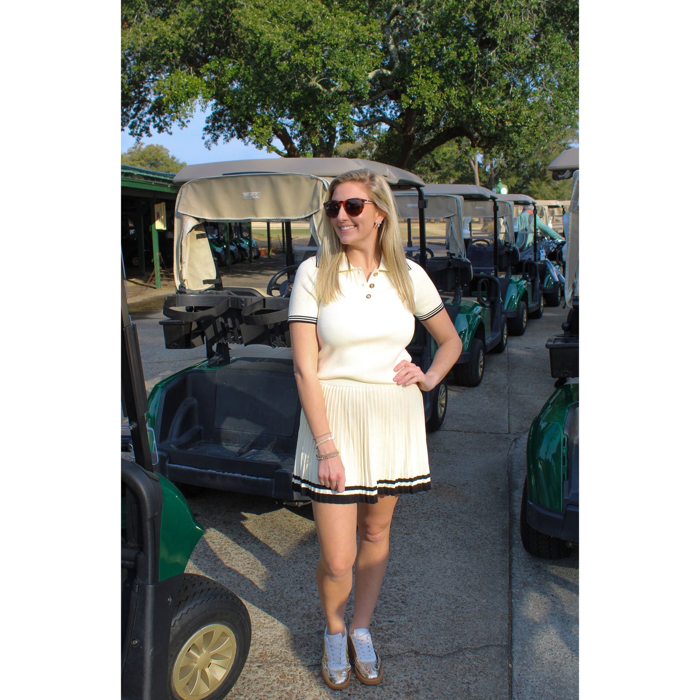 19th Hole Skirt Set, Cream/Black