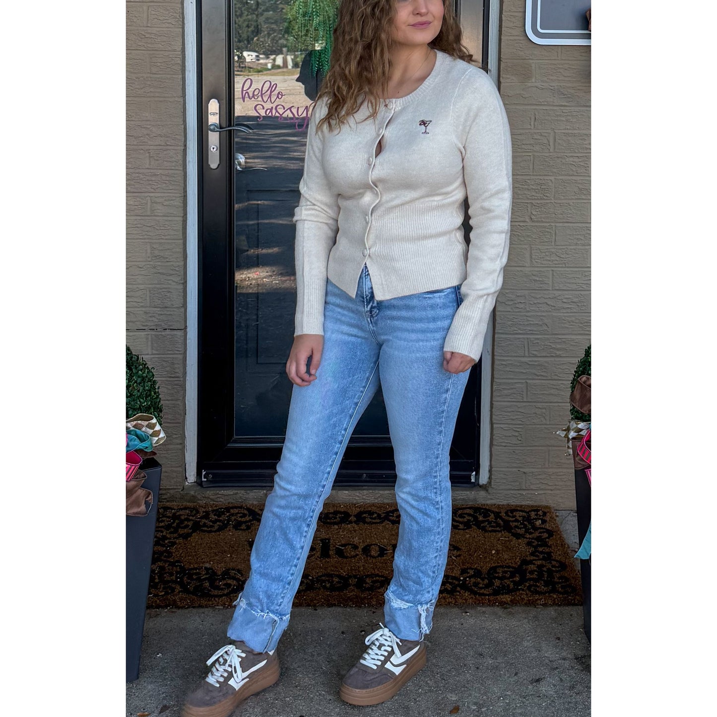 Cherry Tini Cardigan, Cream