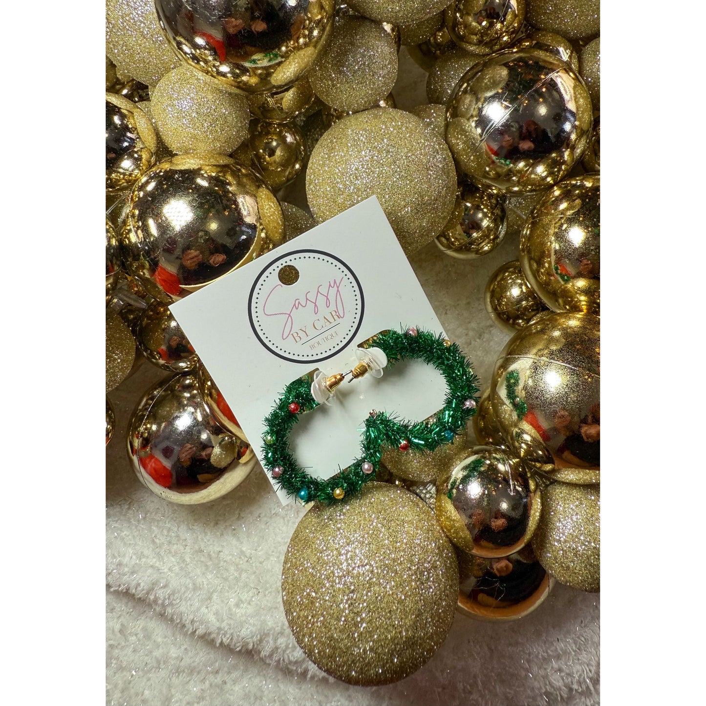 Green Tinsel Hoops