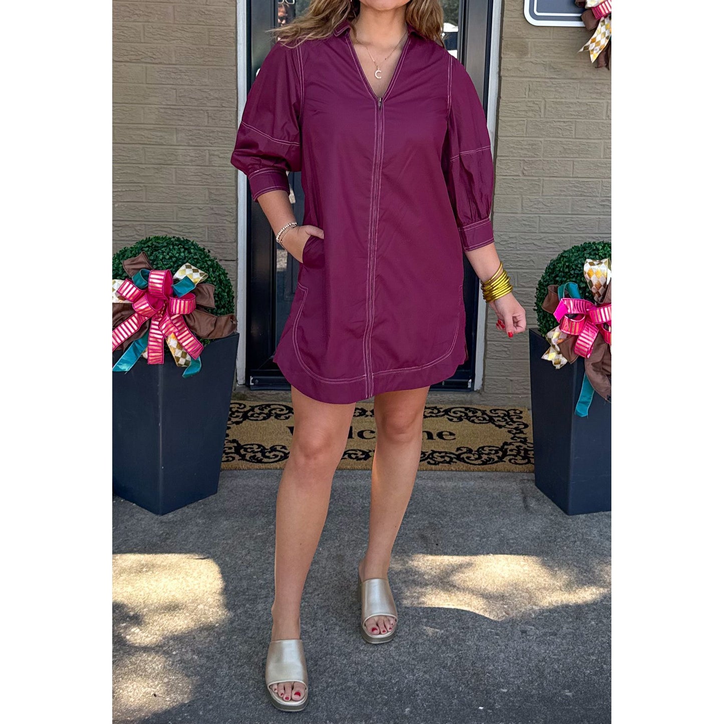 Ashe Mini Dress, Burgundy