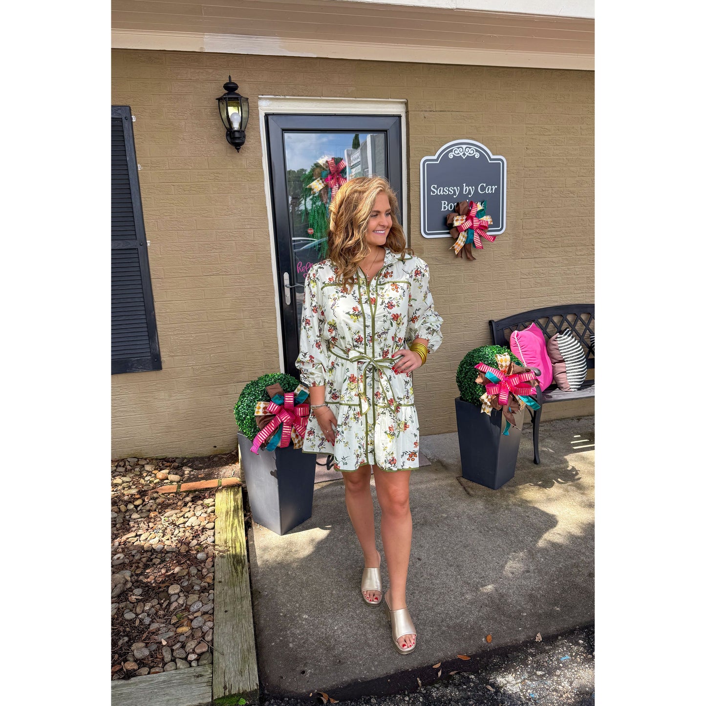 Ainsley Floral Mini Dress, Ivory Multi
