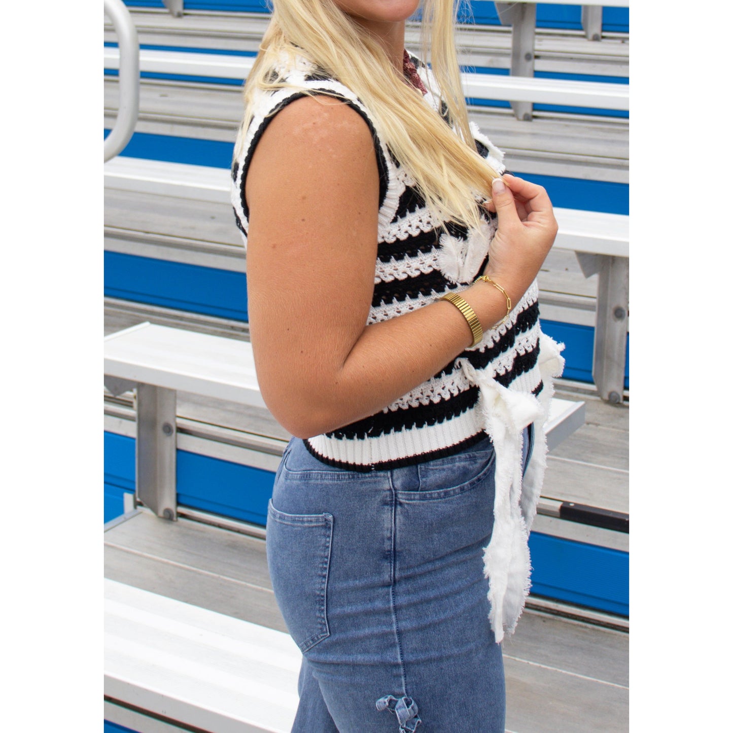 Anna Knit Top, Black/White