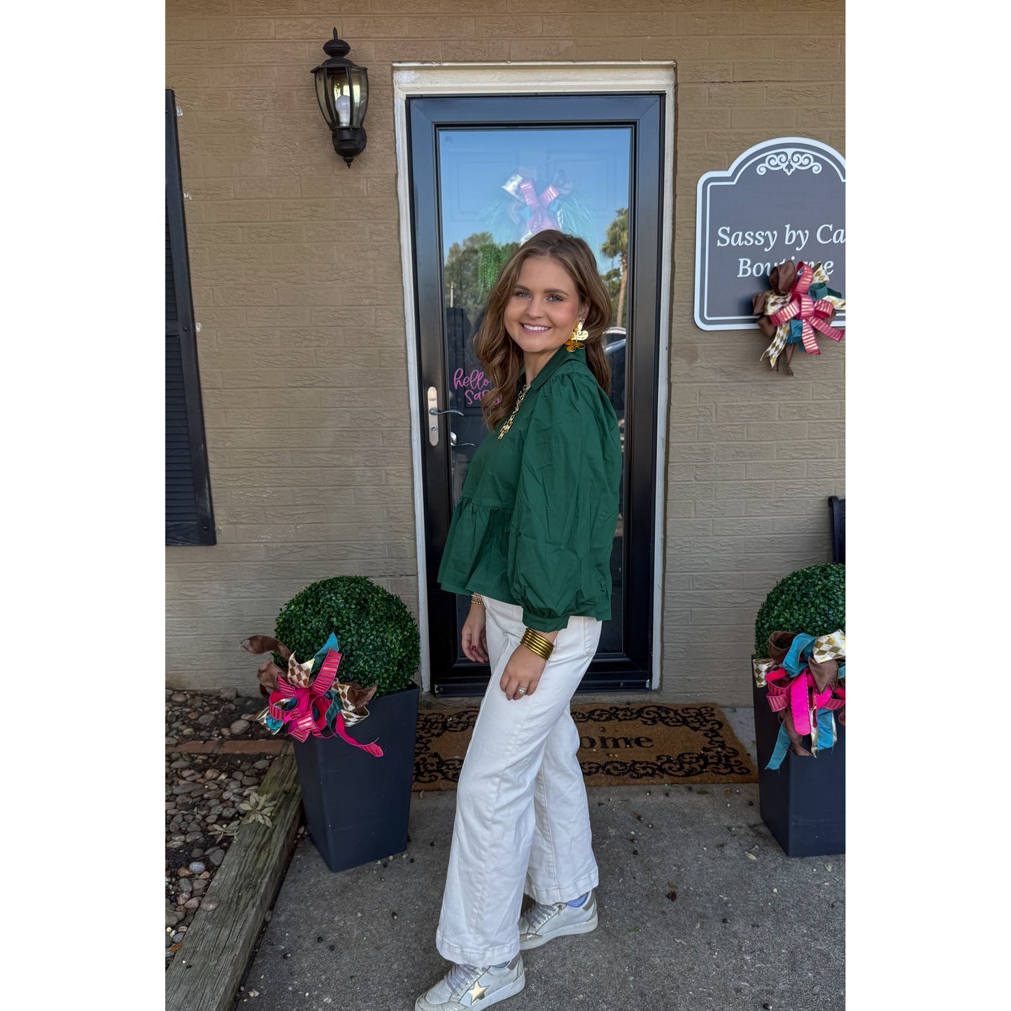 Lilly Blouse, Hunter Green