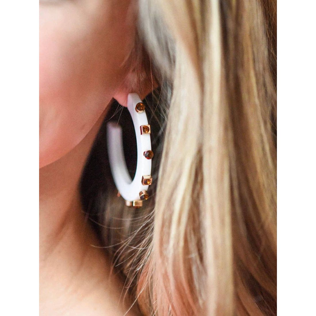 City Girl Jewel Hoop - White Dark Gold