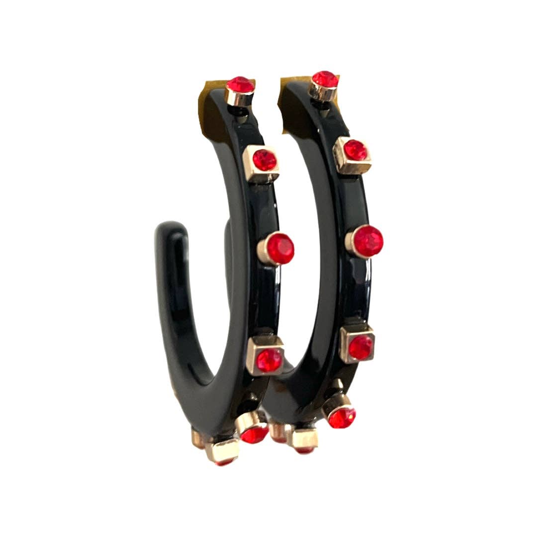 City Girl Jewel Hoop - Black / Red