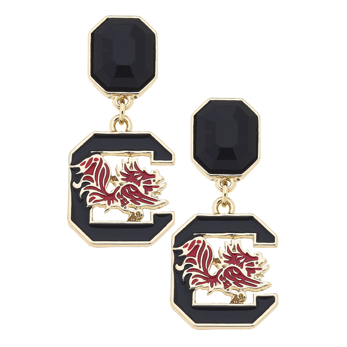 South Carolina Gamecocks Rhinestone Enamel Logo Earrings