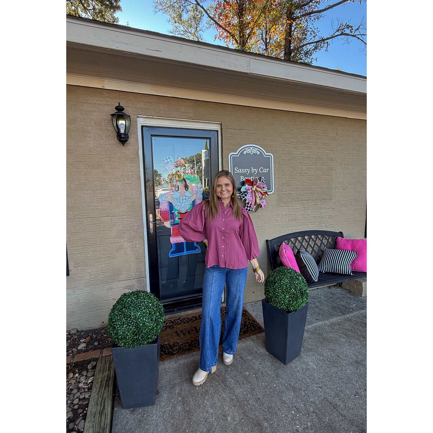 Mabel Detail Blouse, Pink Multi