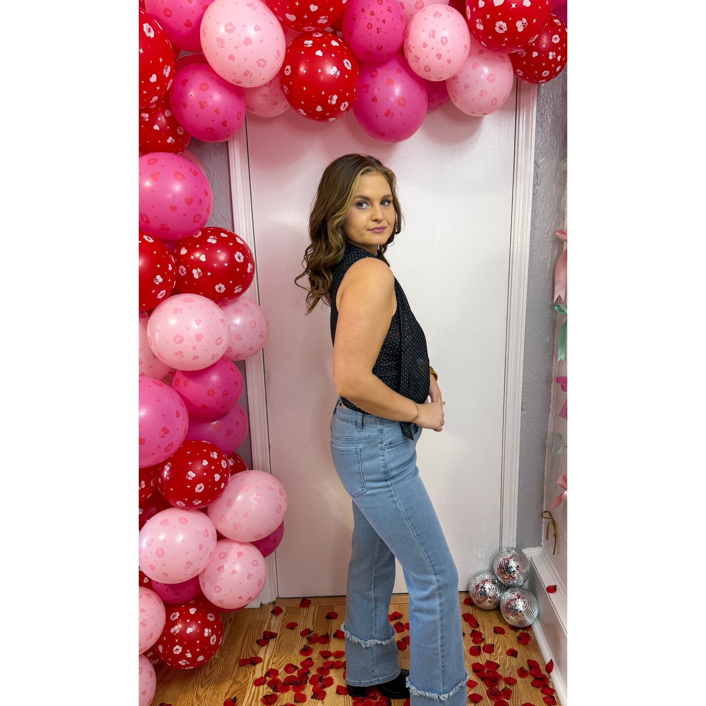 Esme Scarf Detail Top, Black/White